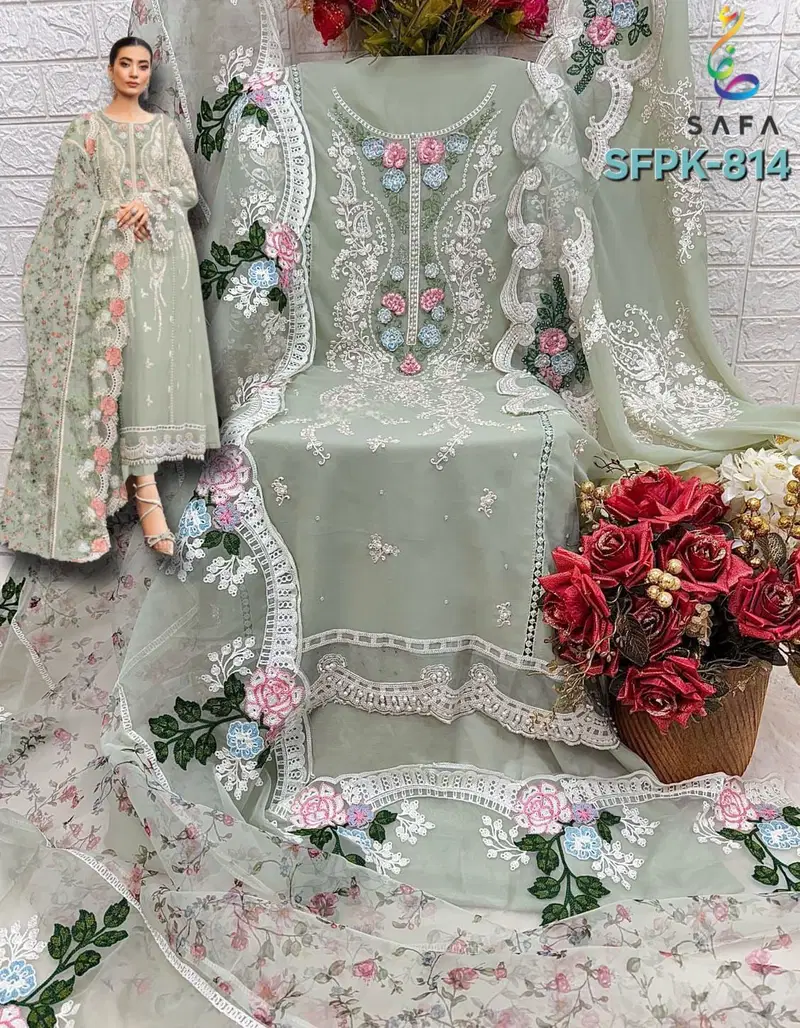 SF PK 814 Embroidery Georgette Pakistani Suits Wholesale Shop In Surat
